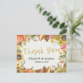 Herbstfallmaple-Blätter Pumpkin Hochzeit Vielen Da Postkarte (Stehend Vorderseite)