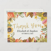 Herbstfallmaple-Blätter Pumpkin Hochzeit Vielen Da Postkarte (Vorne/Hinten)