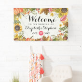 Herbstfallmaple-Blätter Pumpkin Hochzeit Willkomme Banner (Insitu)