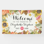 Herbstfallmaple-Blätter Pumpkin Hochzeit Willkomme Banner (Horizontal)