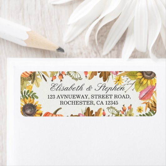 Herbstfallmaple-Blätter Pumpkin-Hochzeitsadresse (Insitu)