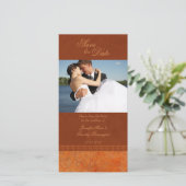 Herbstfallorange Vintag elegant Save the Date (Stehend Vorderseite)