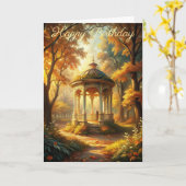 Herbstfallszene mit Gazebo-Geburtstagskarte Karte (Gelbe Blume)