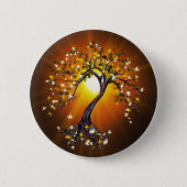 Herbstfällt-Baum am Sonnenuntergang Button (Vorderseite)