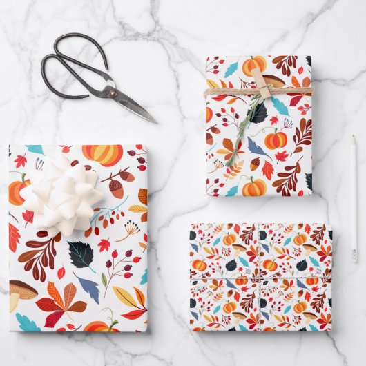 Herbstfällt Folikin Pumpkin Halloween Thema Geschenkpapier Set (Vorderseite)