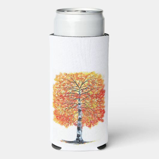 Herbstfällt Orange Blätter Wasserfarbenhochzeit Selters Dosenkühler (Seltzer Rückseite)