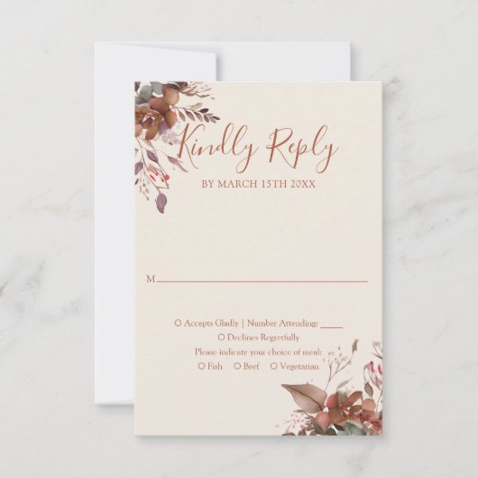 Herbstfällt Rustikale Monografie RSVP Karte (Vorderseite)