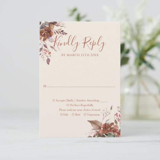 Herbstfällt Rustikale Monografie RSVP Karte (Stehend Vorderseite)