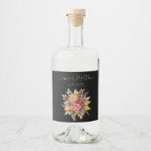 Herbstfällt Schwarze Wasserfarbenhochzeit Alkoholflaschenetikett (Vorderseite)