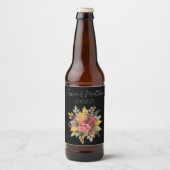 Herbstfällt Schwarze Wasserfarbenhochzeit Bierflaschenetikett (Vorderseite)