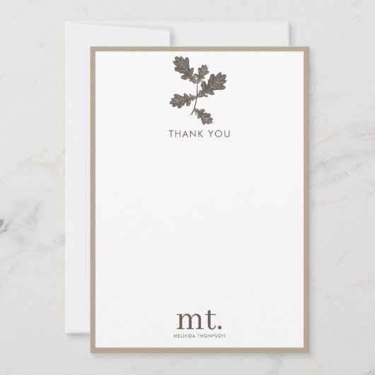 Herbstfalltaupe Kariert Modernes Foliongramm Dankeskarte (Vorderseite)