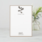 Herbstfalltaupe Kariert Modernes Foliongramm Dankeskarte (Stehend Vorderseite)