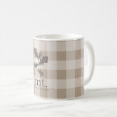 Herbstfalltaupe Kariert Modernes Foliongramm Kaffeetasse (VorderseiteRechts)
