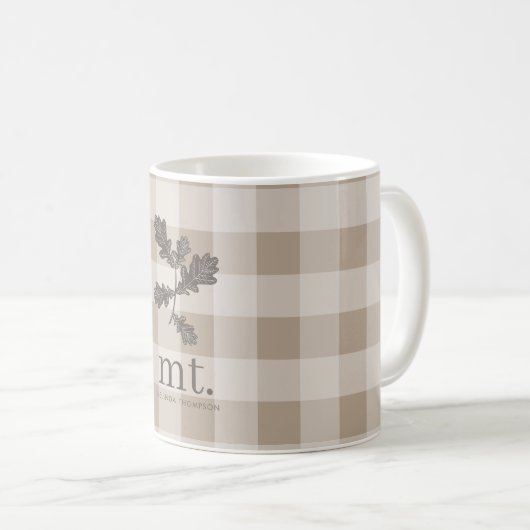 Herbstfalltaupe Kariert Modernes Foliongramm Kaffeetasse (VorderseiteRechts)