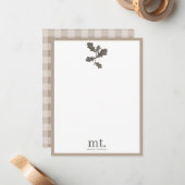 Herbstfalltaupe Kariert Modernes Foliongramm Mitteilungskarte (Vorderseite/Rückseite Beispiel)