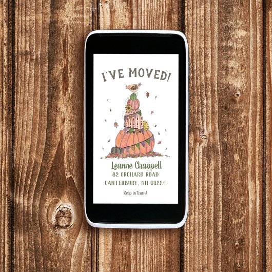 Herbstfallthema Neue Adresse verschieben Ankündigung