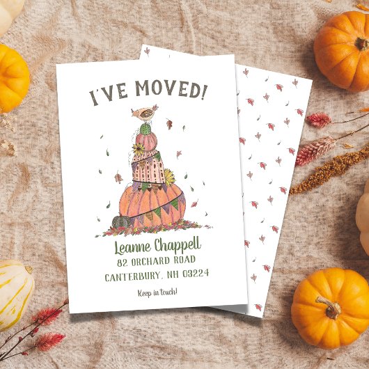 Herbstfallthema Neue Adresse verschieben Ankündigung