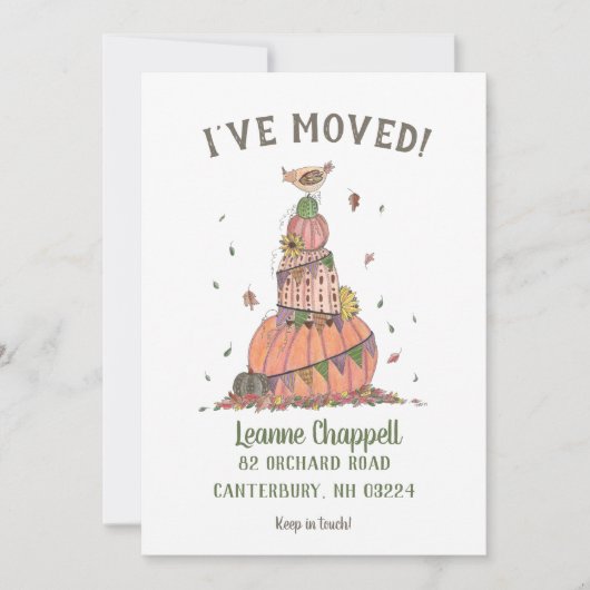 Herbstfallthema Neue Adresse verschieben Ankündigung (Vorderseite)