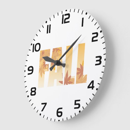 Herbstfalltypografie-Design mit Blätter Große Wanduhr (Winkel)