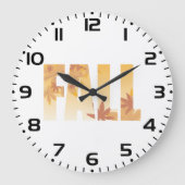 Herbstfalltypografie-Design mit Blätter Große Wanduhr (Vorderseite)