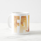 Herbstfalltypografie-Design mit Blätter Kaffeetasse (Vorderseite Links)