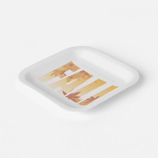 Herbstfalltypografie-Design mit Blätter Pappteller (Gewinkelt)