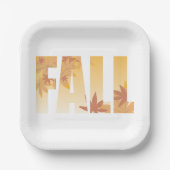 Herbstfalltypografie-Design mit Blätter Pappteller (Vorderseite)