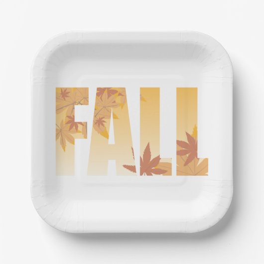 Herbstfalltypografie-Design mit Blätter Pappteller (Vorderseite)