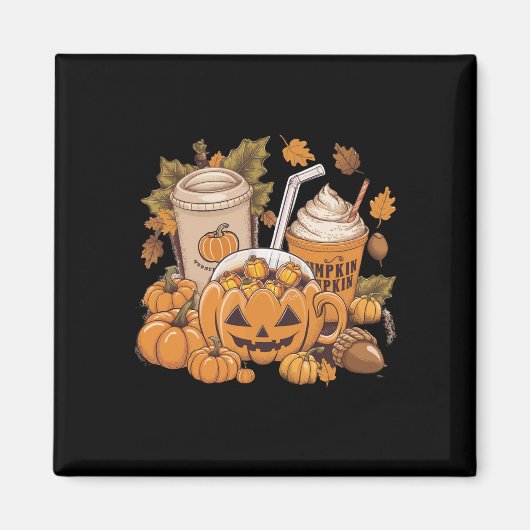 Herbstfamilie Halloween Erntedank Niedlich Herbst Magnet (Vorne)