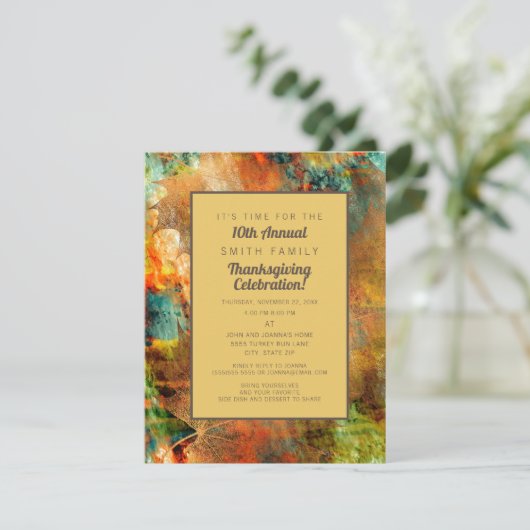 Herbstfamilienessen Erntedank Einladung (Stehend Vorderseite)