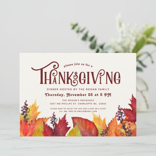 Herbstfarbe | Erntedank Dinner Party Einladung (Stehend Vorderseite)