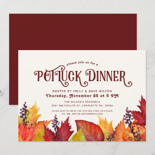 Herbstfarbe   Erntedank PotLuck Abendessen Einladung