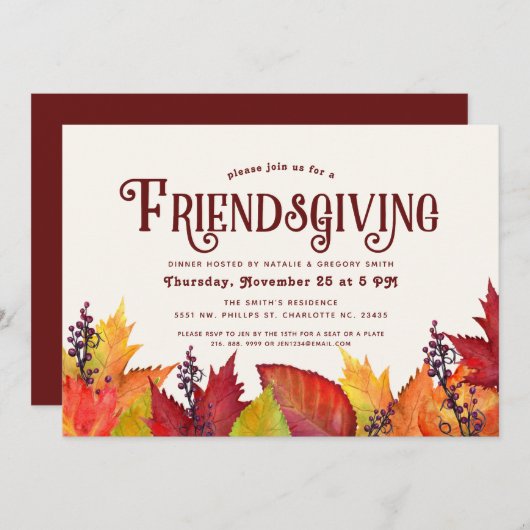 Herbstfarbe| Freundliches Party Einladung (Vorne/Hinten)