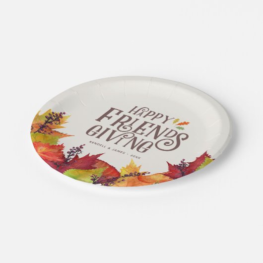 Herbstfarbe | Friendsgiving Paper Plate Pappteller (Schrägansicht)