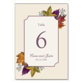 Herbstfarbe Herbstleaf Wedidng Tischnummer (Vorderseite)