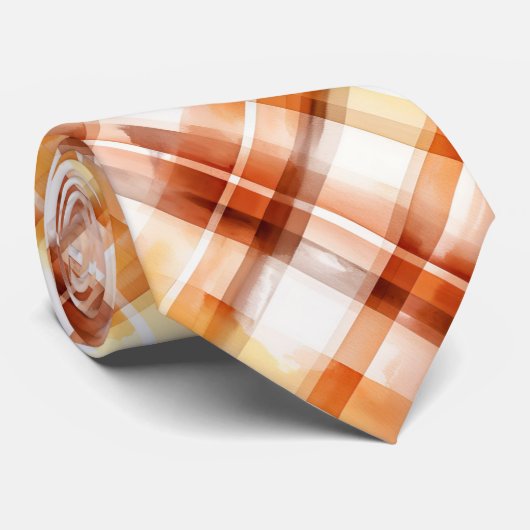 Herbstfarbe Orange Kariert Krawatte (Gerollt)
