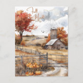 Herbstfarbe Wasserfall Stimmung im Land Postkarte (Vorderseite)