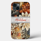 Herbstfarben 3D-Blume, Diamantrahmen Case-Mate iPhone Hülle (Rückseite)