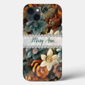 Herbstfarben 3D-Blume, Diamantrahmen Case-Mate iPhone Hülle (Rückseite)