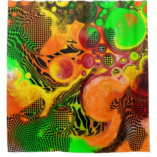 Herbstfarben Abstrakte Pour-Malerei Badezimmer Duschvorhang (Vorderseite)