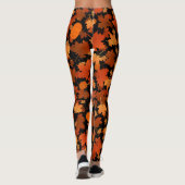 Herbstfarben Ahorn-Blätter und Kürbismuster Leggings (Rückseite)