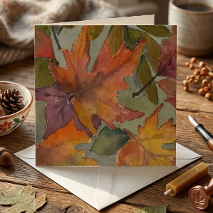 Herbstfarben Aquarell Gefallene Blätter Grußkarte Karte