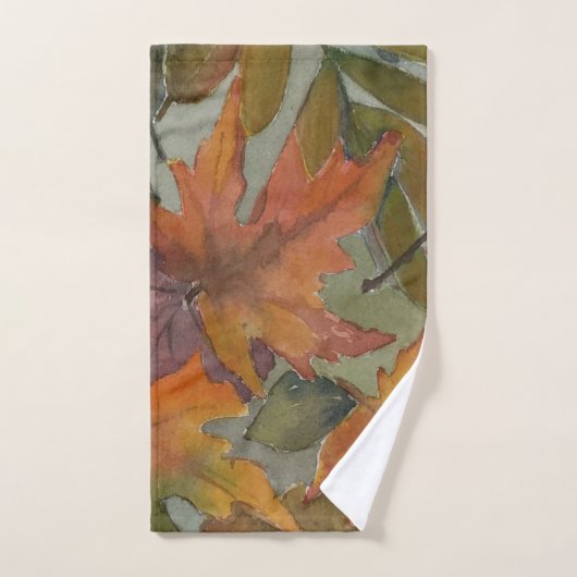 Herbstfarben Aquarellfarbene Blätter Handtuch Set (Handtuch)