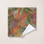 Herbstfarben Aquarellfarbene Blätter Handtuch Set (Waschlappen)