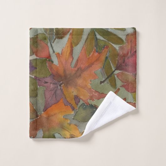 Herbstfarben Aquarellfarbene Blätter Handtuch Set (Waschlappen)