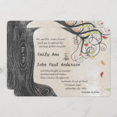 Herbstfarben Baumstoff Texturpapier Hochzeit Einladung (Vorne/Hinten)