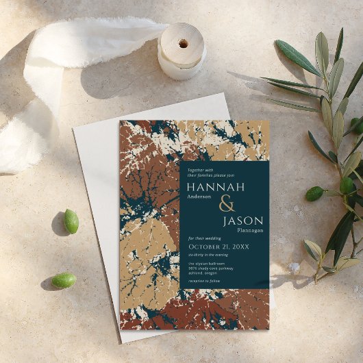 Herbstfarben Bio Abstrakte Blätter Einladung