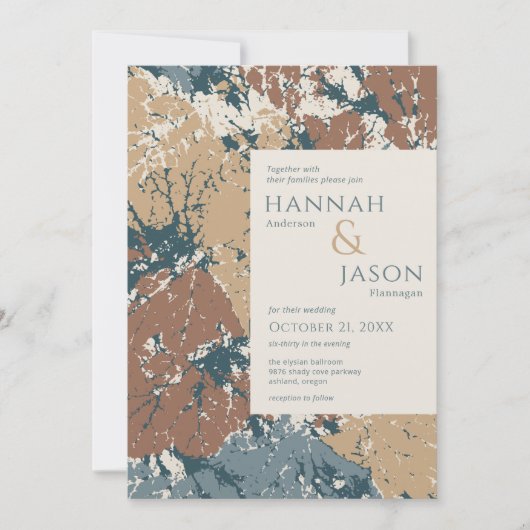 Herbstfarben Bio Blätter Abstrakte Einladung (Vorderseite)