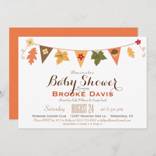 Herbstfarben Blätter Jägertücher-Dusche Einladung (Vorne/Hinten)