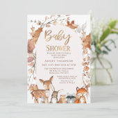 Herbstfarben Blätterwaldtierdusche Einladung (Stehend Vorderseite)